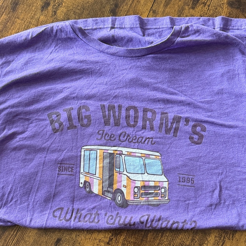 Big Worms Ice Cream LosAngeles,CA Tee in Purple 3X
